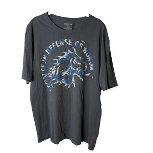 NEW Express Men's T-Shirt Graphic Print Size XL Dark Gray Blue Cotton Casual